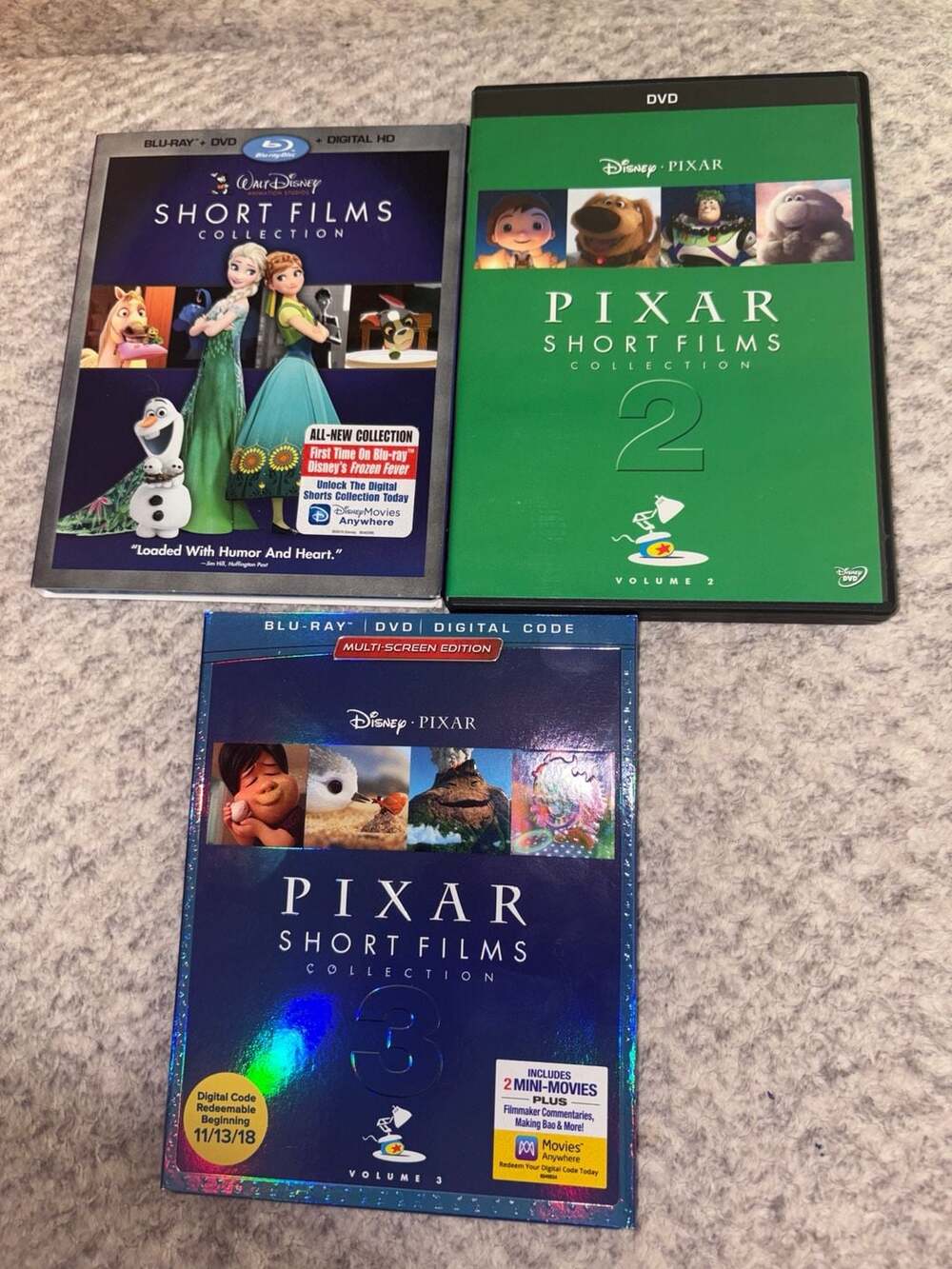 Disney Short Films Collection Blu-ray DVD Lot of 3 Volumes